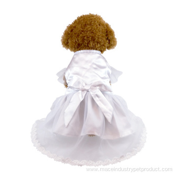Stylish white stain fabric knitted Princess pet skirt
